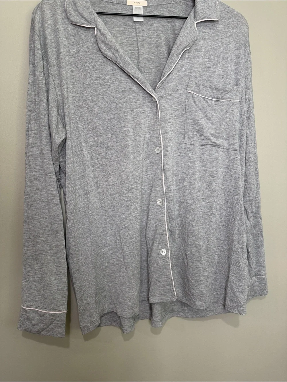 Eberjey Light Gray Button-Front Pajama Top